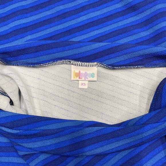 Lularoe Skirt Womens Extra Small Blue Stripes Pencil Skirt Fitted Tapered Ladies - Picture 6 of 8